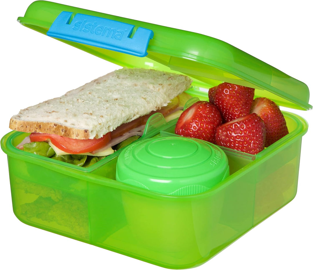 Sistema Bento Box TO GO Brotdose Kinder mit Fächern | 1,25 L Lunchbox mit auslaufsicherem Joghurt-/F