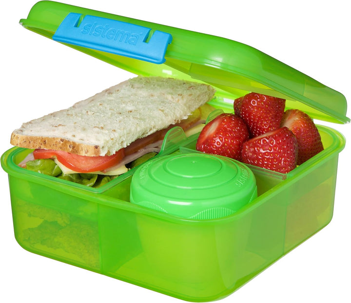 Sistema Bento Box TO GO Brotdose Kinder mit Fächern | 1,25 L Lunchbox mit auslaufsicherem Joghurt-/F