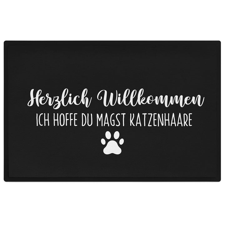 Trendation - Katzen Fussmatte Spruch Geschenk Katzenbesitzer Willkommen Ich Hoffe Du Magst Katzenhaa