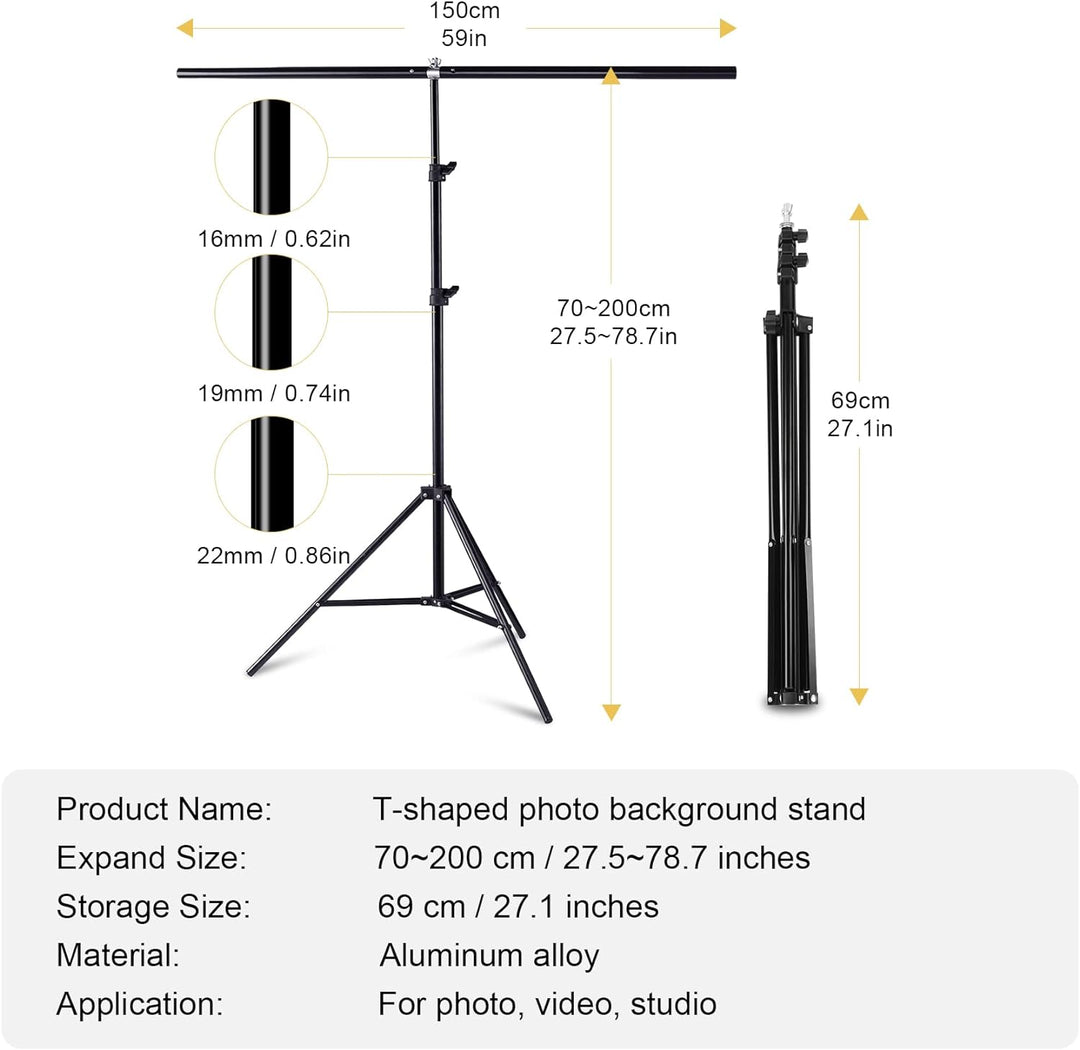Selens T Type Hintergrund Ständer 150x200cm für Fotografie Musselin Vinyl Hintergründe Foto Studio,