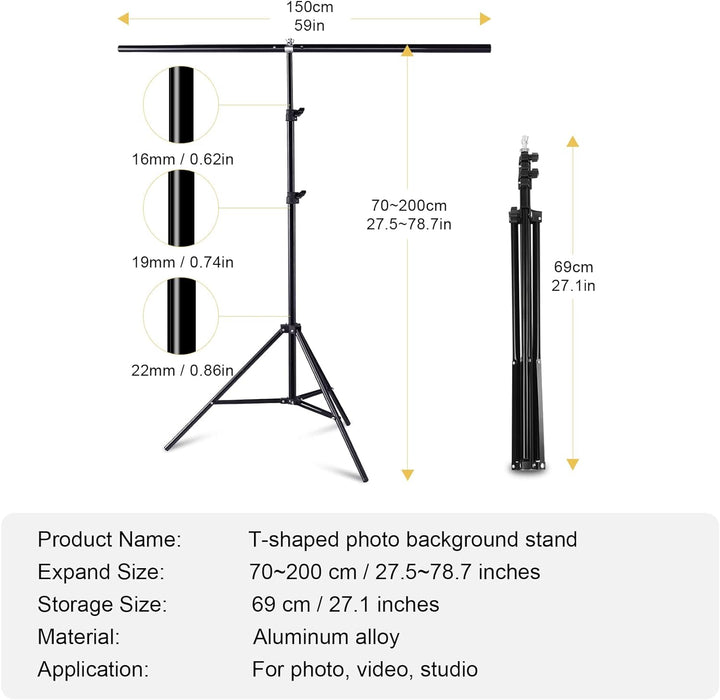Selens T Type Hintergrund Ständer 150x200cm für Fotografie Musselin Vinyl Hintergründe Foto Studio,
