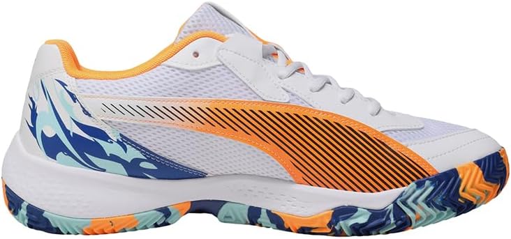 Puma Unisex Nova CourtTennis Shoe 37.5 EU Puma White Puma Black Vivid Blue Heat Fire, 37.5 EU Puma W