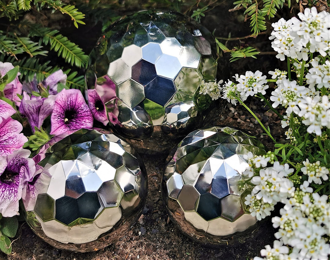 Dekokugel Diamond 3er Set aus Edelstahl 20/15/15 cm poliert Dekorationskugel Edelstahlkugel