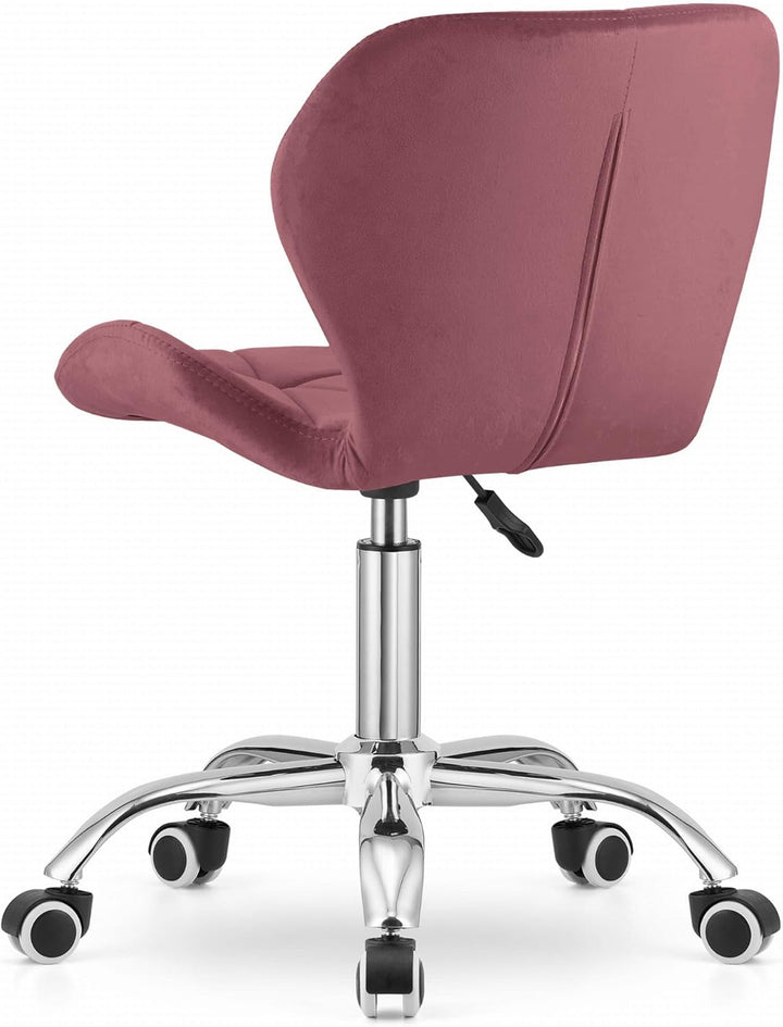 NMK HOME Drehstuhl mit Rollen - Höhenverstellbar Polsterstuhl - Home Office Samt Stuhl mit Geometris