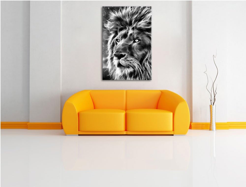 Pixxprint Löwe Abstrakt Art als Leinwandbild | Grösse: 100x70 cm | Wandbild | Kunstdruck | fertig be