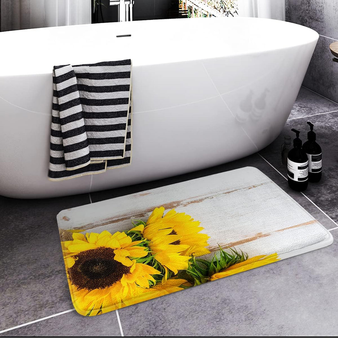 Britimes Badematten für Badezimmer, Badezimmermatten, Teppiche, kein Silber, gelbe Sonnenblume, wasc