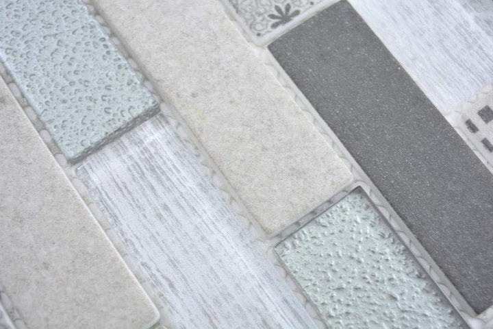 Transluzent Mosaik Brick ECO Glasmosaik Retro grau Wand Boden Küche Dusche Bad Fliesenspiegel|88-R00