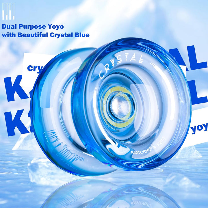 Reaktionsfähiges JoJo für Kinder K2 Crystal Blue, Kunststoff JoJo, professionelles Yoyo mit Nicht re