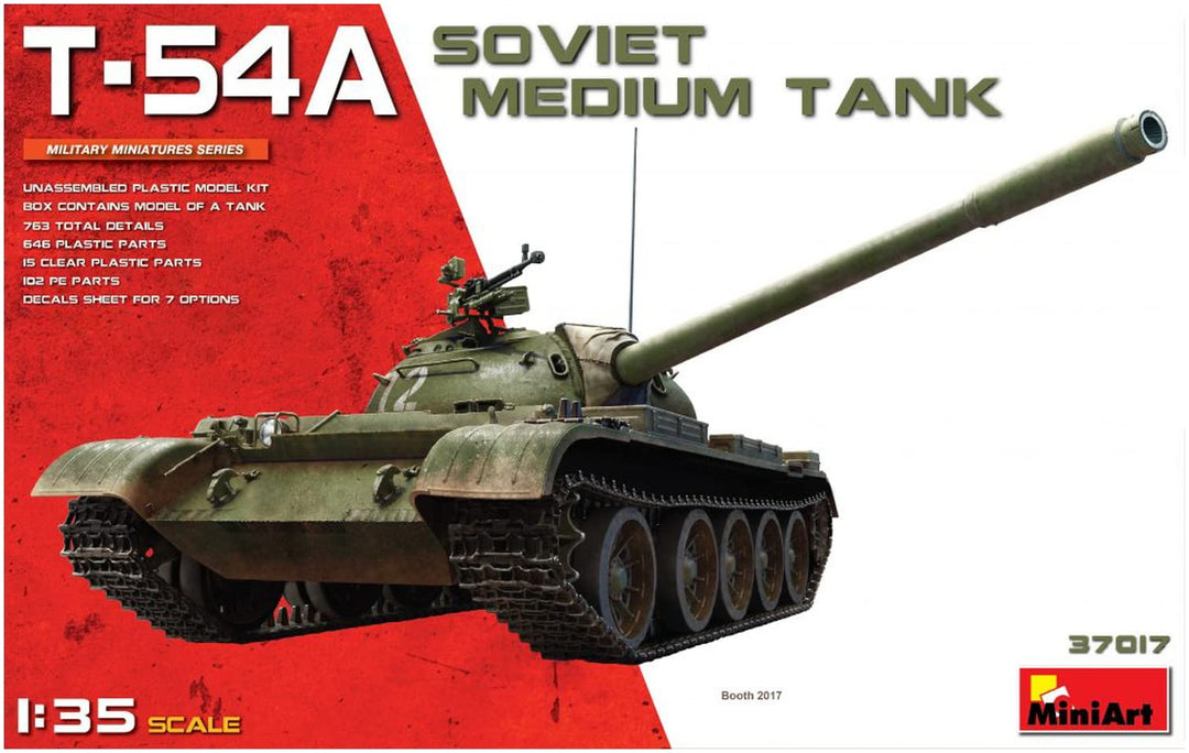 Mini Art 37017 1:35 T-54A Sov. Mittlerer Panzer-originalgetreue Nachbildung, Modellbau, Plastik Baus