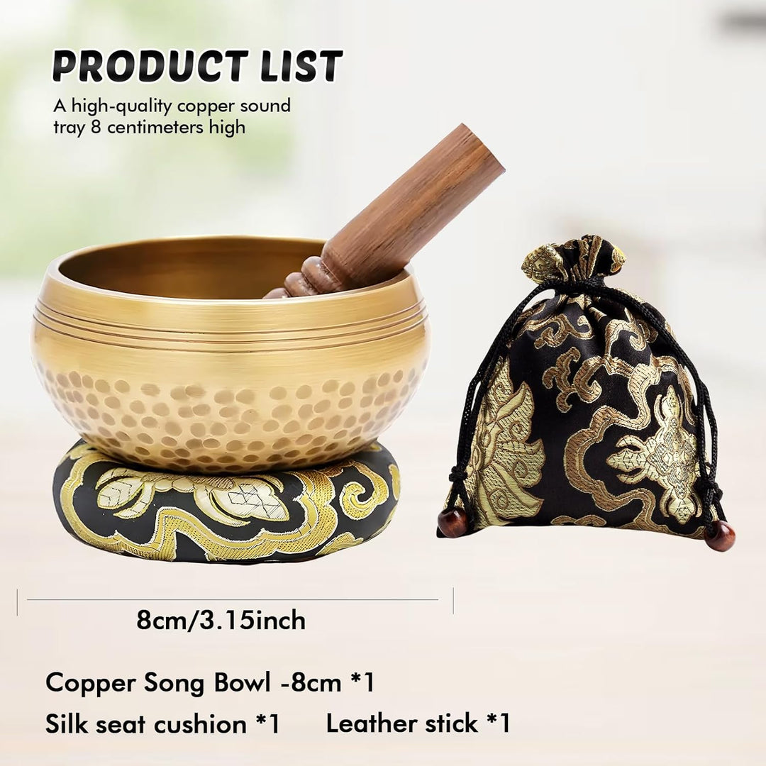 Tibetische Klangschalen Set, Handgehämmert in Nepal für Meditation, Singing Bowl mit Holz Klöppel Kl