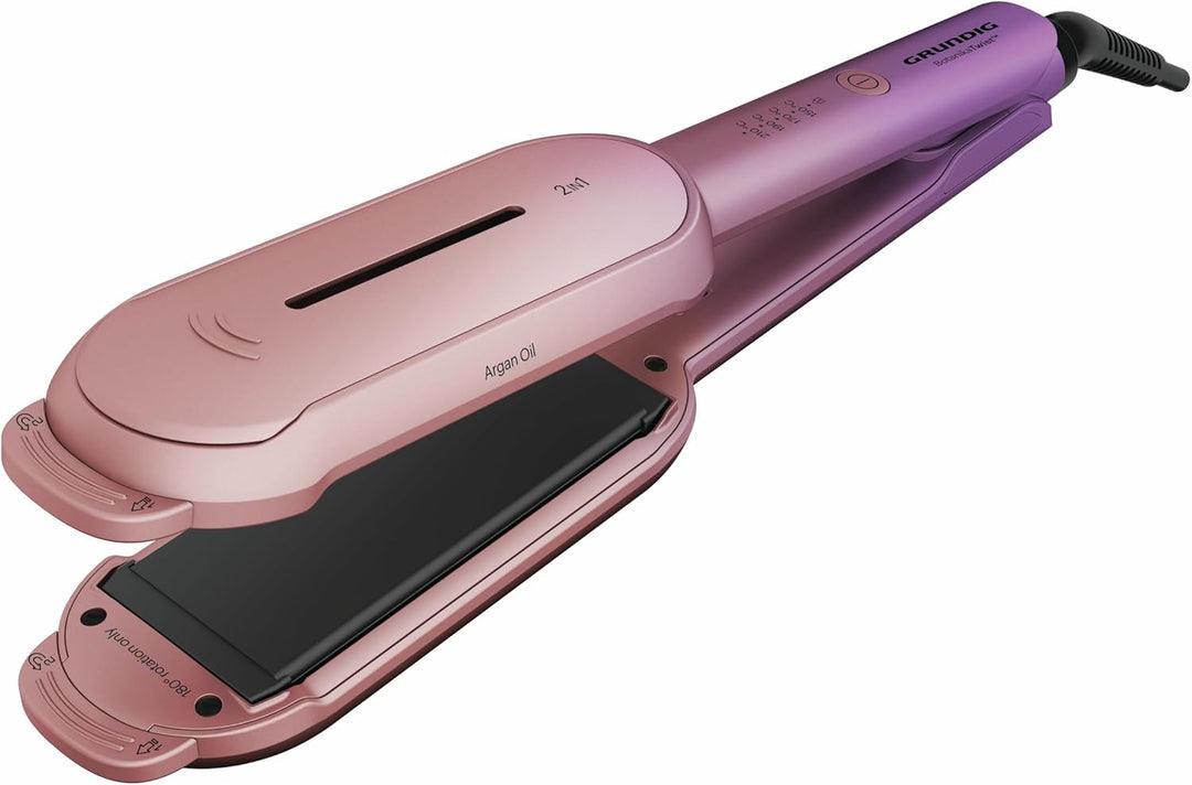 GRUNDIG HS 8331 BotanikaTwist 2in1 Hair Styler, rotierende Platten für Glätten und Stylen, schnelle