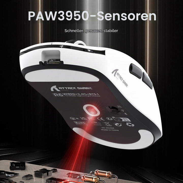 MAMBASNAKE x Attack Shark R6 Superlight Gaming Mouse, PixArt PAW3950MAX Sensor, 8K Wireless/BT/2.4G,