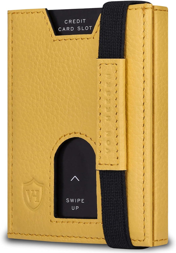 VON HEESEN Slim Wallet mit XL Münzfach & RFID-Schutz - Leder Geldbeutel - Mini Geldbörse für Herren