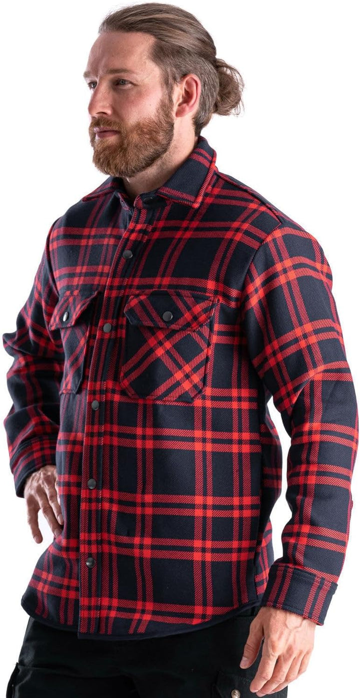 Hemdjacke Milan - Kariertes Arbeitshemd aus Bio-Baumwolle - Hemd im Holzfäller-Look - rot/blau, 56-5