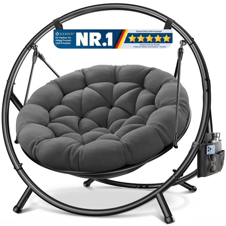 KESSER® Hängesessel mit Gestell Bali Hängeschaukel Hängestuhl bis 150kg für Indoor und Outdoor + Kis