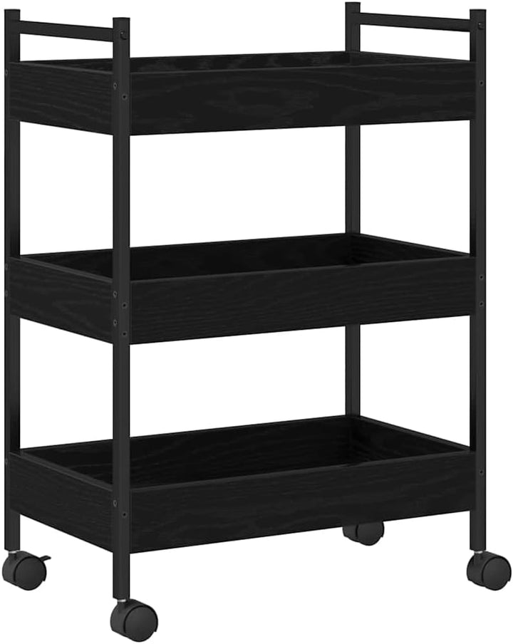 vidaXL Küchentrolley Schwarz Eichen-Optik 50 x 30 x 70 cm, Moderner Küchenwagen, rechteckiger mobile