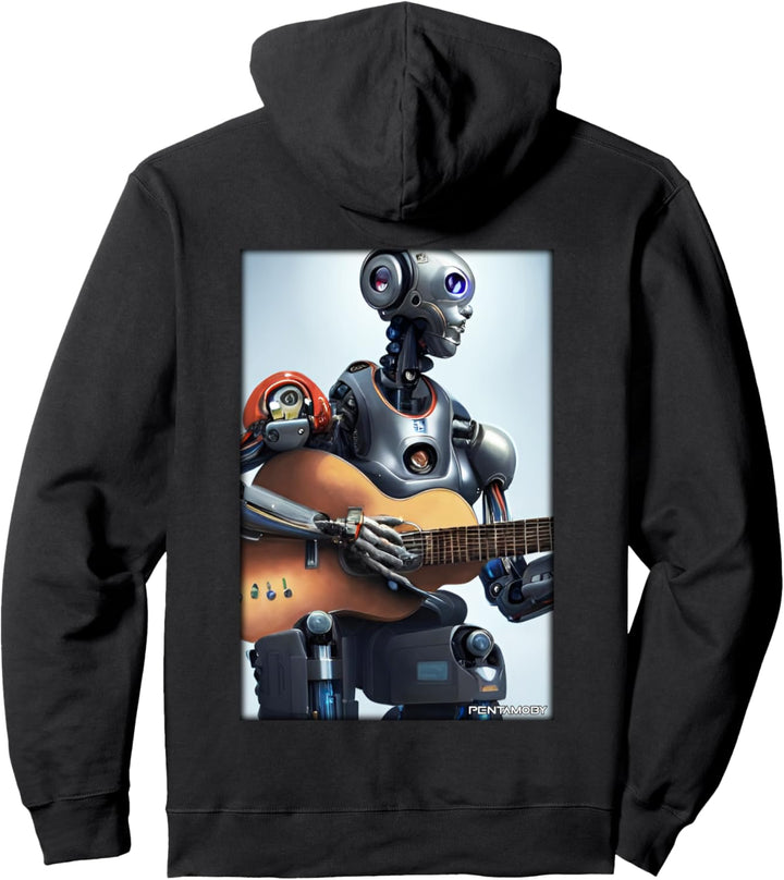 Roboter Gitarre Zukunft Technik Wissenschaft Sci-Fi Maschine Pullover Hoodie