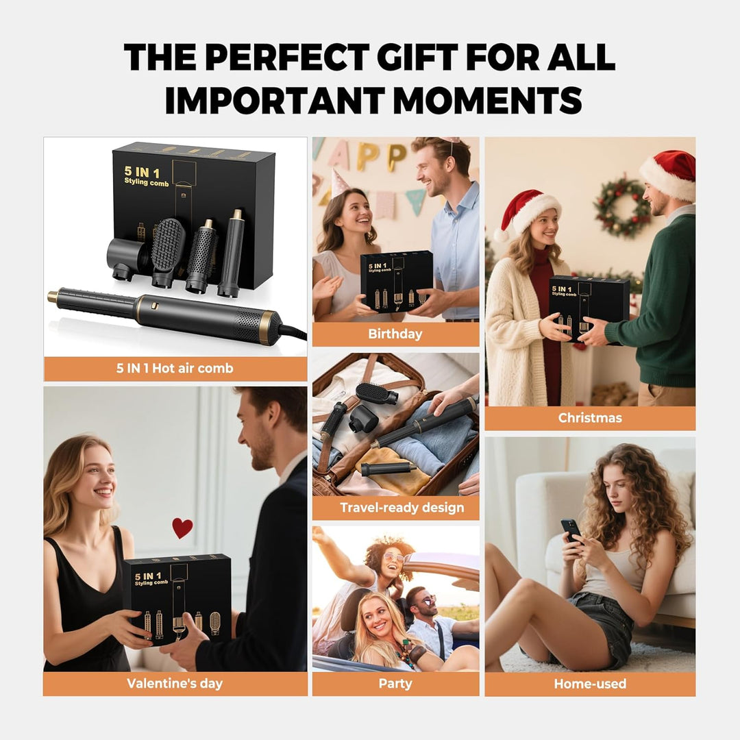 Airstyler 5 in 1 Hairstyler mit Air Lockenstab Föhn Heissluftbürste Haarstyling Geräte Föhnbürste Wa
