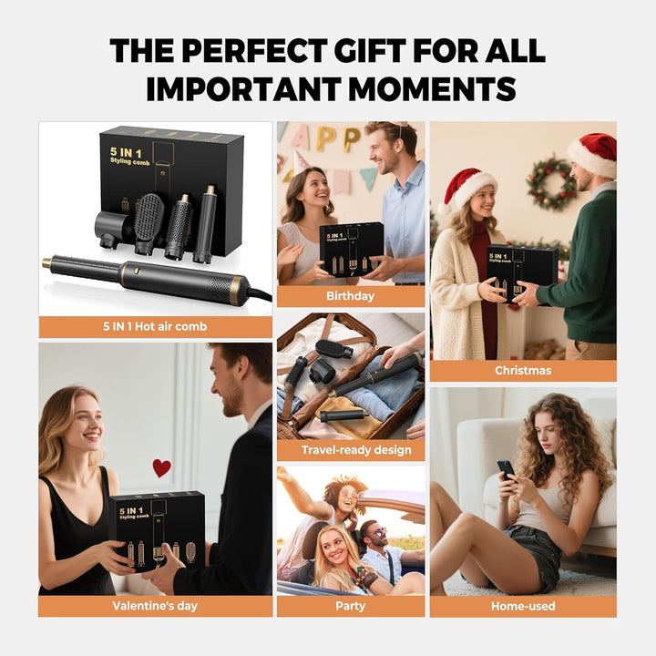 Airstyler 5 in 1 Hairstyler mit Air Lockenstab Föhn Heissluftbürste Haarstyling Geräte Föhnbürste Wa