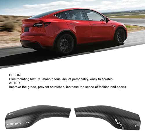 Focket 2PCS Lenkradhebelabdeckung Schalthebelabdeckung für Tesla Model 3 Y 2016-2023, Carbon Fiber W