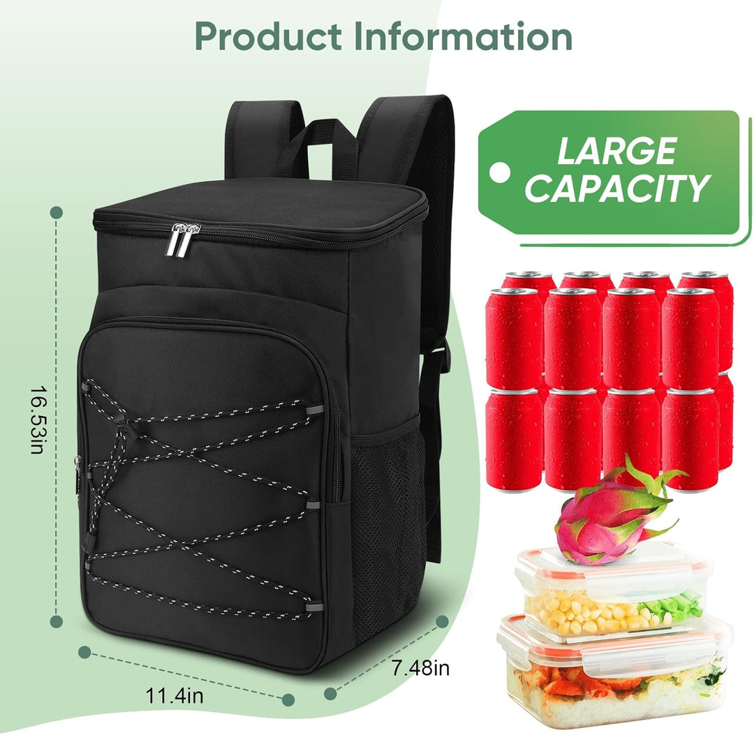 Isolierter Rucksack aus Oxford-Stoff, Kühlrucksack aus Oxford-Stoff mit Seitentaschen für Camping, S