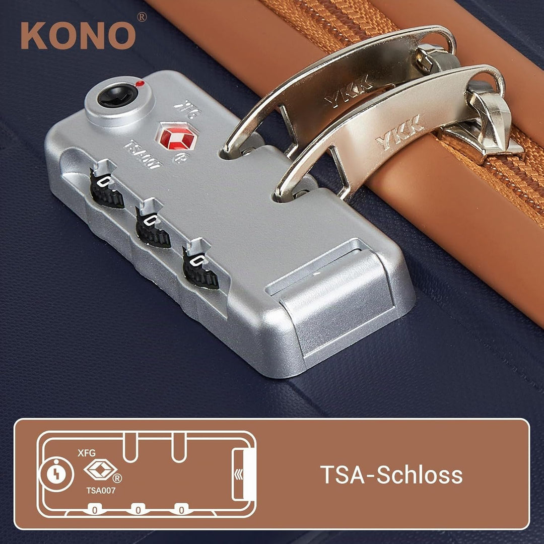 KONO Handgepäck Koffer Trolley 56cm Kleiner Koffer 4 Rollen Leicht Polypropylen Hartschalenkoffer mi