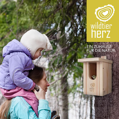 wildtier herz I Vogel Nistkasten Rotkehlchen aus Massiv-Holz - Verschraubt, Nistkästen für Vögel, Ni