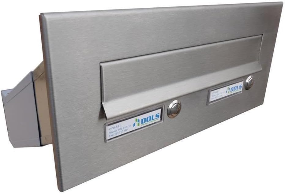 D-041 Edelstahl Mauerdurchwurf Briefkasten mit Klingel (Tiefe: 23-38 cm) - LETTERBOX24.de