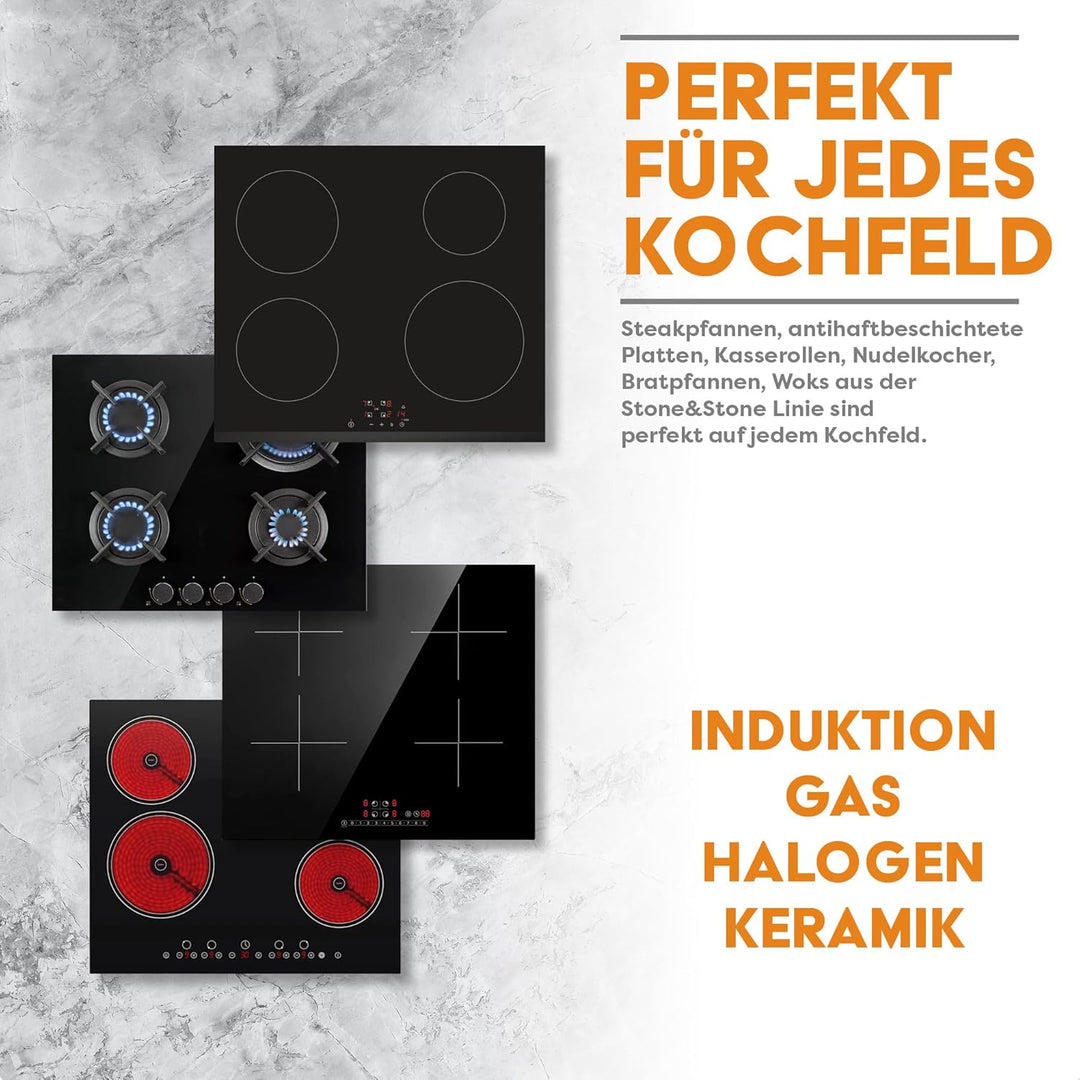 Stone&amp;Stone - Kochtopf Induktion | 4-lagige Greblon C3+ Antihaftbeschichtung | Energieeffizienter 10