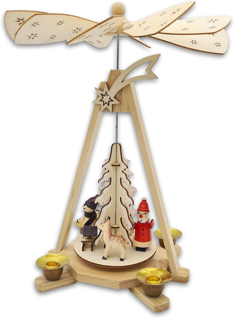 Wichtelstube-Kollektion Echtholz Pyramide Weihnachten, Handgefertigte Traditionelle Weihnachtsdeko H