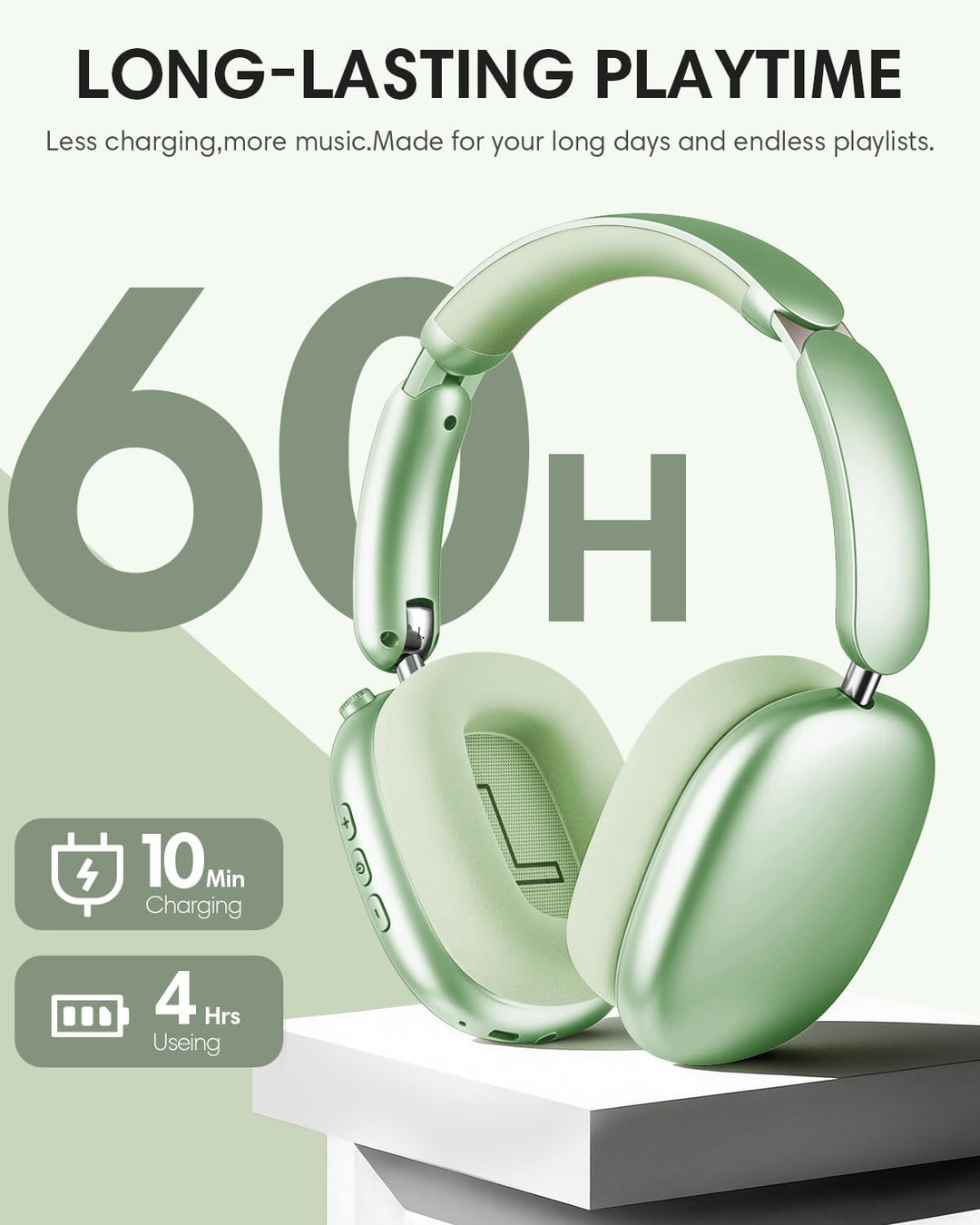 Wentronic Y02 Aktive Noise Cancelling Kopfhörer,60 Std.5 EQ-Musikmodi,Hi-Res-Audio,Tiefe Bässe,faltb