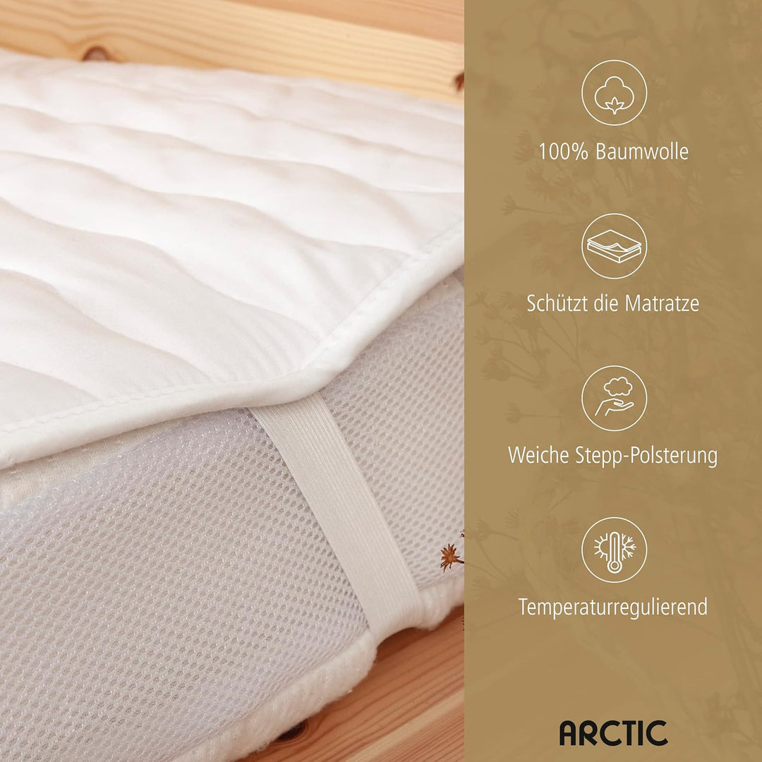 ARCTIC Matratzenschoner 90x200, weiss I atmungsaktive Matratzenauflage aus 100% Oekotex-Baumwolle I