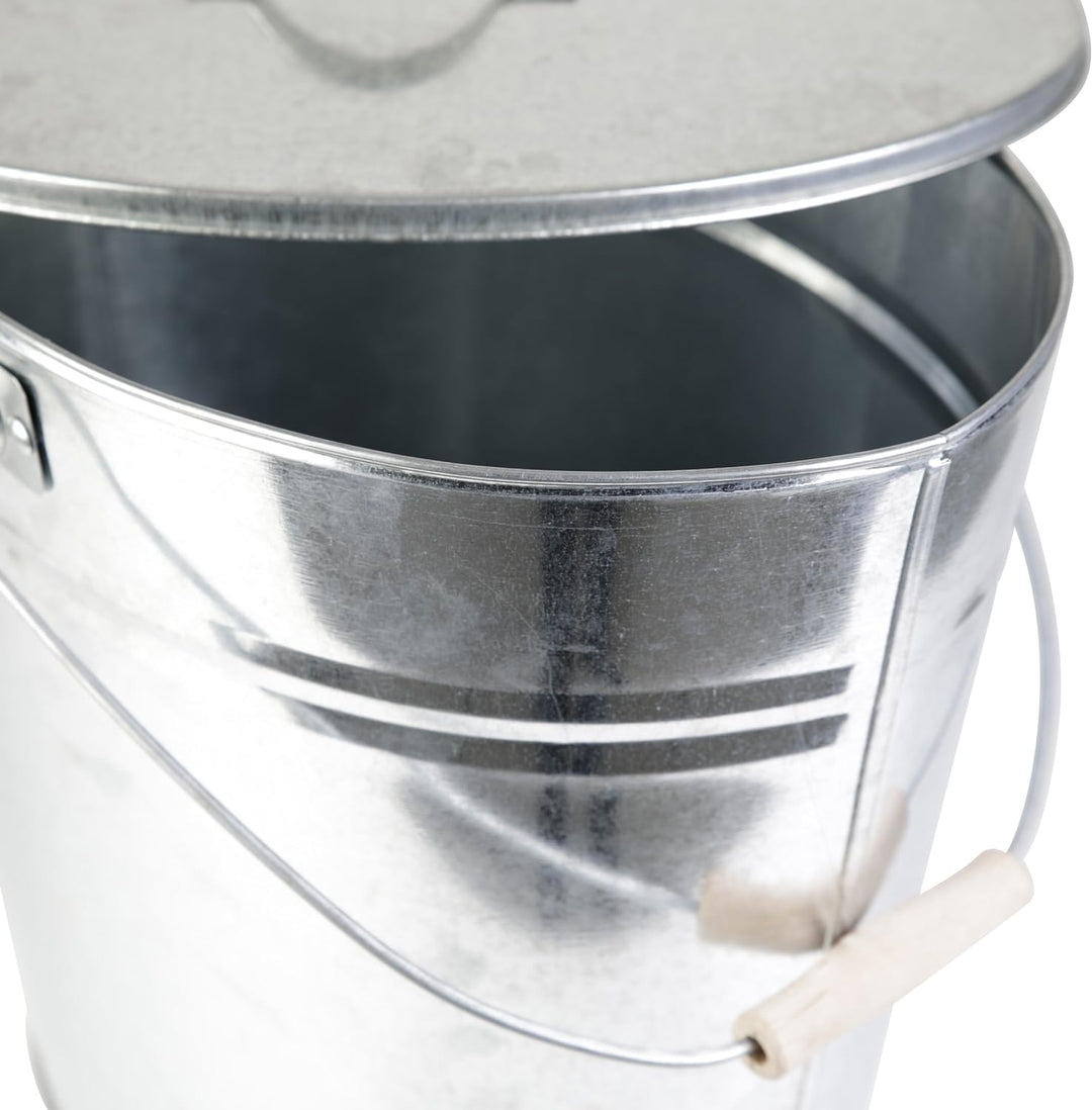 Kamino-Flam Zink-Ascheeimer mit Deckel - Kohleneimer gross, 24 l - Kohleeimer verzinkt - Zinkeimer /