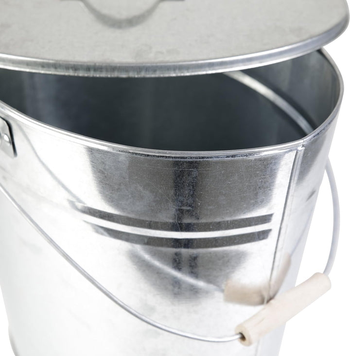 Kamino-Flam Zink-Ascheeimer mit Deckel - Kohleneimer gross, 24 l - Kohleeimer verzinkt - Zinkeimer /