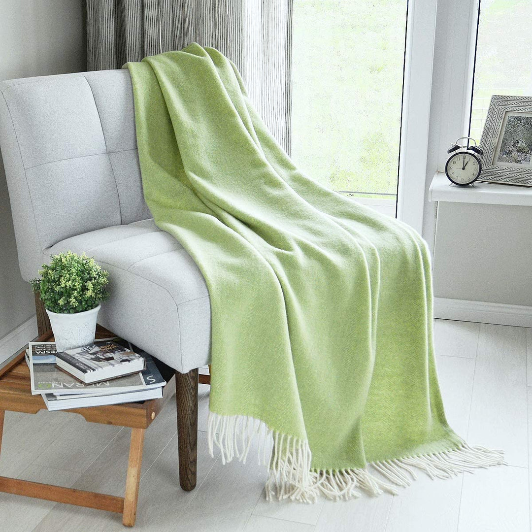 Linen &amp; Cotton Klassische Decke Wolldecke Merino Wolle Wohndecke Kuscheldecke STONEWOLD mit Fischgrä