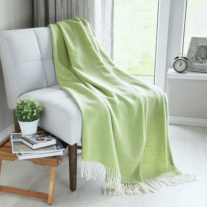 Linen &amp; Cotton Klassische Decke Wolldecke Merino Wolle Wohndecke Kuscheldecke STONEWOLD mit Fischgrä