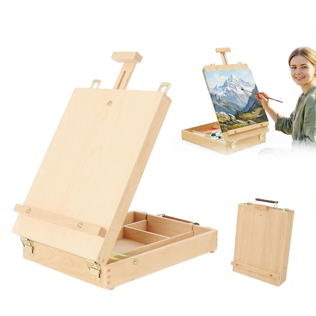RANJIMA Tischstaffelei, Staffelei Holz Premium-Holz-Sketchbox-Staffelei aus Buchenholz Art Supplies