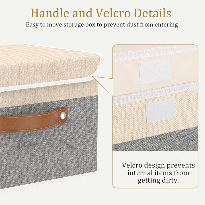 OUTBROS 3 Stück Aufbewahrungsboxen mit Deckel, 38 x 25 x 25 cm, faltbare Stoffboxen, Aufbewahrungskö