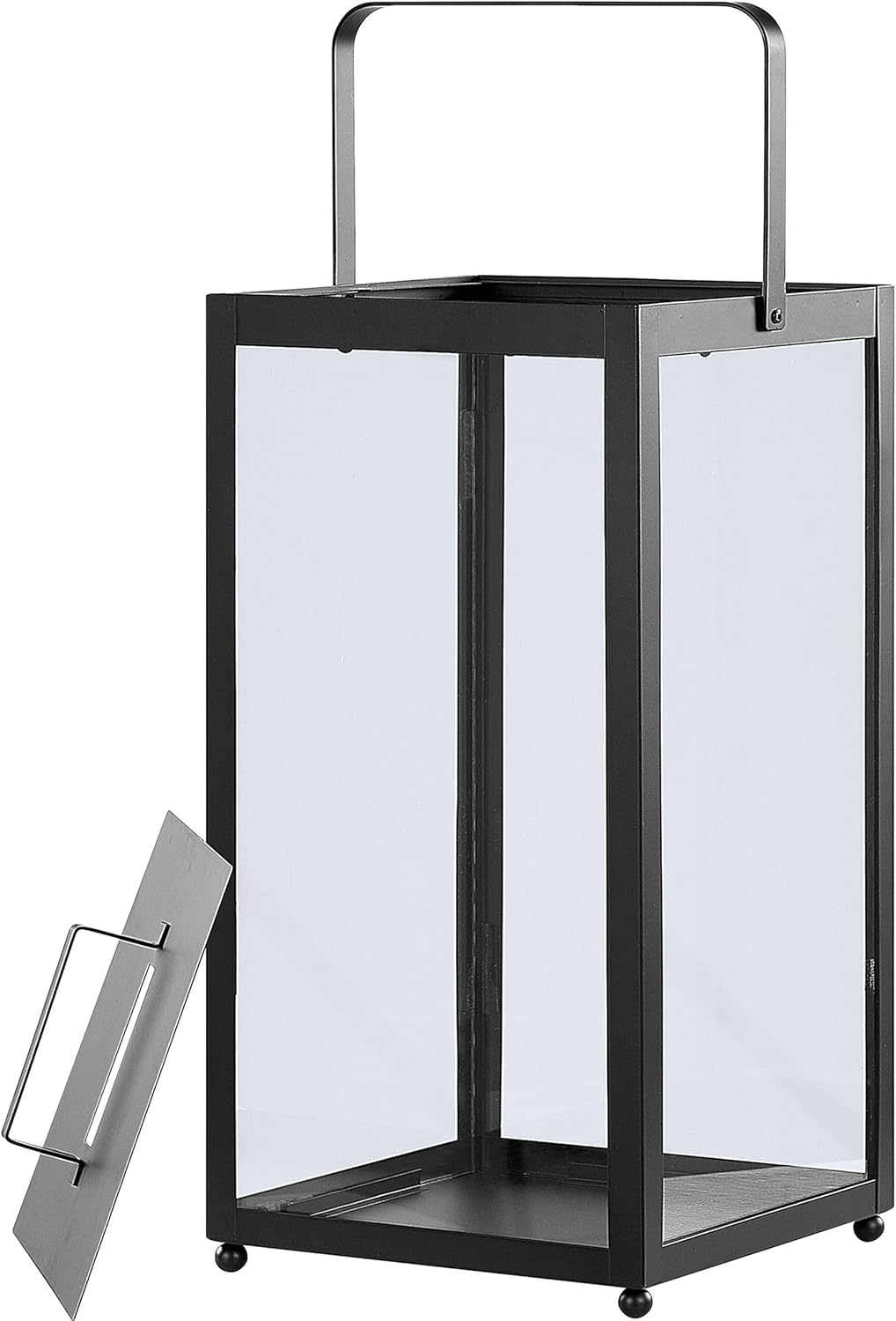 Windlichtlaterne Laterne Dekolaterne schwarz Metall Glaseinsatz H: 30 cm Lepar