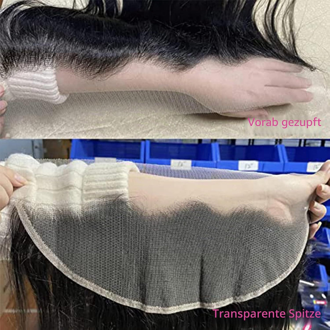 DUAUJUIU 13x4 Lace Frontal Closure Echthaar 100% Brasiliansche Haare Remy Hair Durchsichtig Schnürve