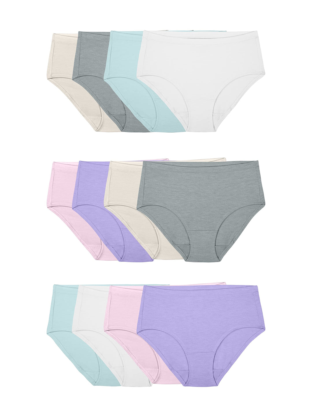 Fruit of The Loom Women's Underwear Panties (Regular & Plus Size), Low Rise Brief-Modal-12 Pack, 6