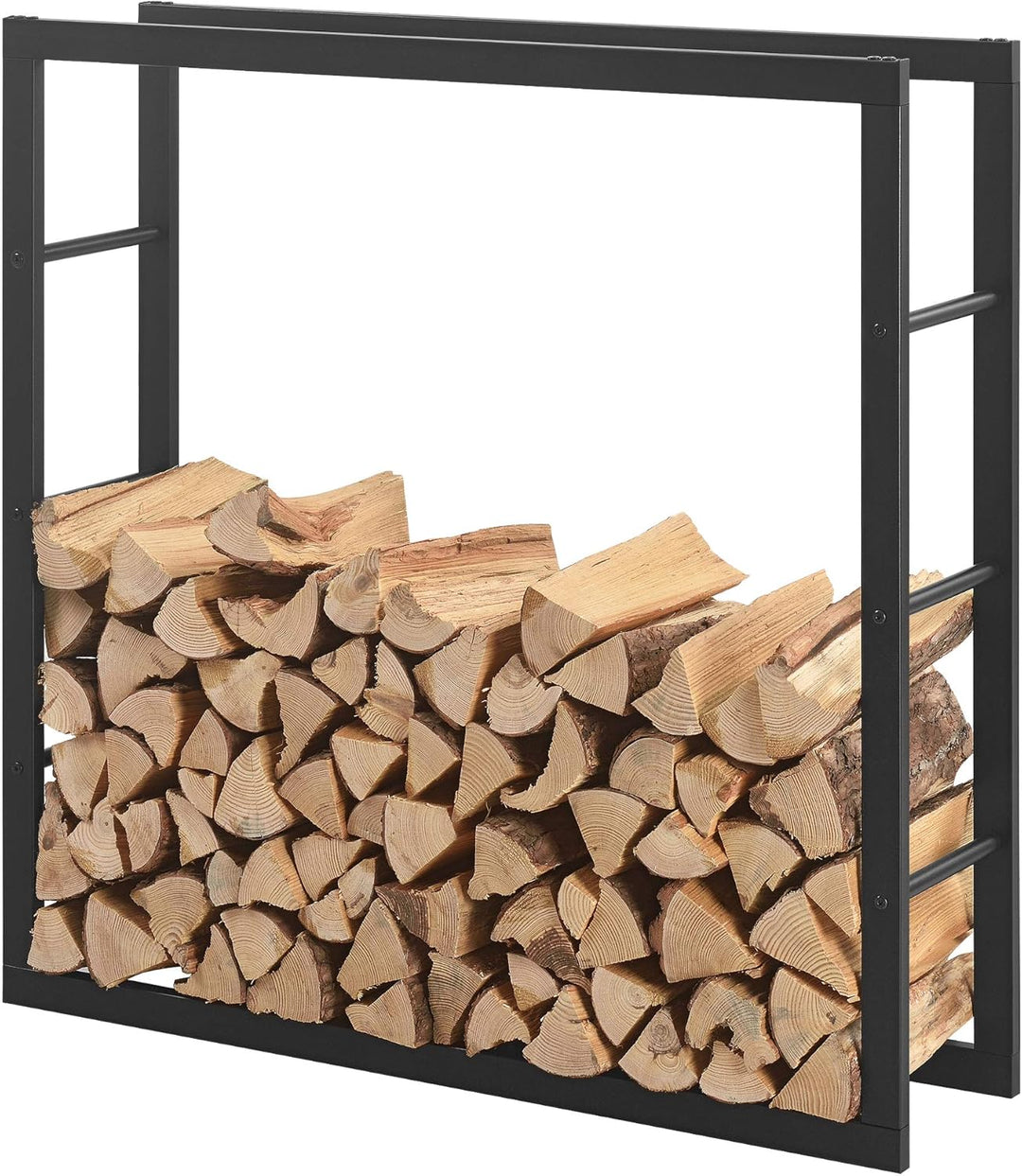 [en.casa] Kaminholzregal 100x100x25cm Brennholzregal Feuerholzregal Holzhalter Schwarz 100 x 100 x 2