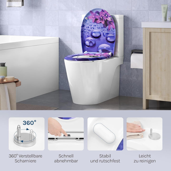 WOLTU Toilettendeckel, WC Sitz mit Absenkautomatik, Klodeckel Klobrille mit Quick-Release-Funktion,
