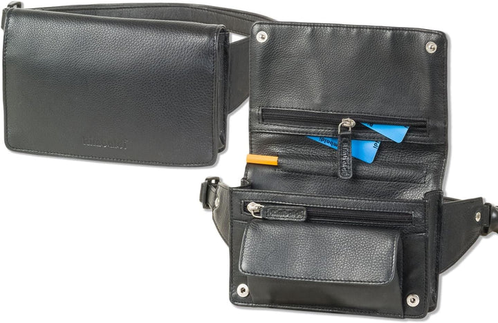 Kompakte Bauchtasche von Rimbaldi Slim-Modell Weiches Rind-Nappaleder Schwarz