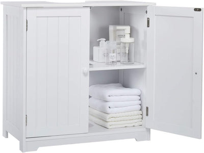 Mondeer Waschbeckenunterschrank,Unterschrank Badezimmerschrank Holz mit Türen 2 Fächer Platzsparend,
