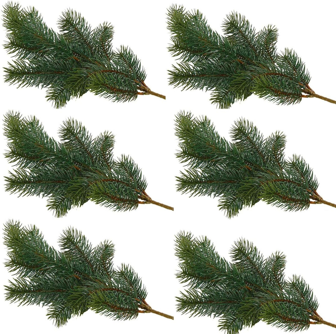 Annastore 6 x Künstliche Tannenzweige, Top-Qualität wie echt für den Innenbereich, L ca. 38 cm / 9 T