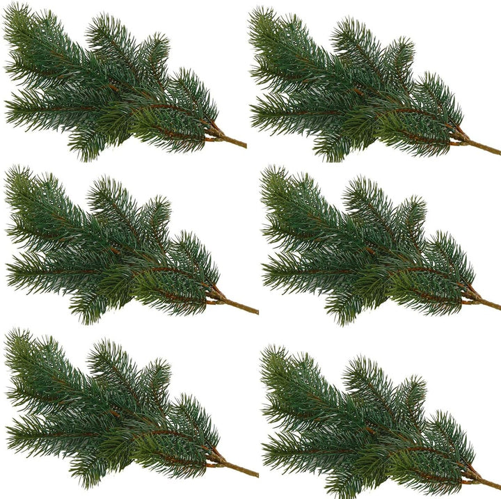 Annastore 6 x Künstliche Tannenzweige, Top-Qualität wie echt für den Innenbereich, L ca. 38 cm / 9 T