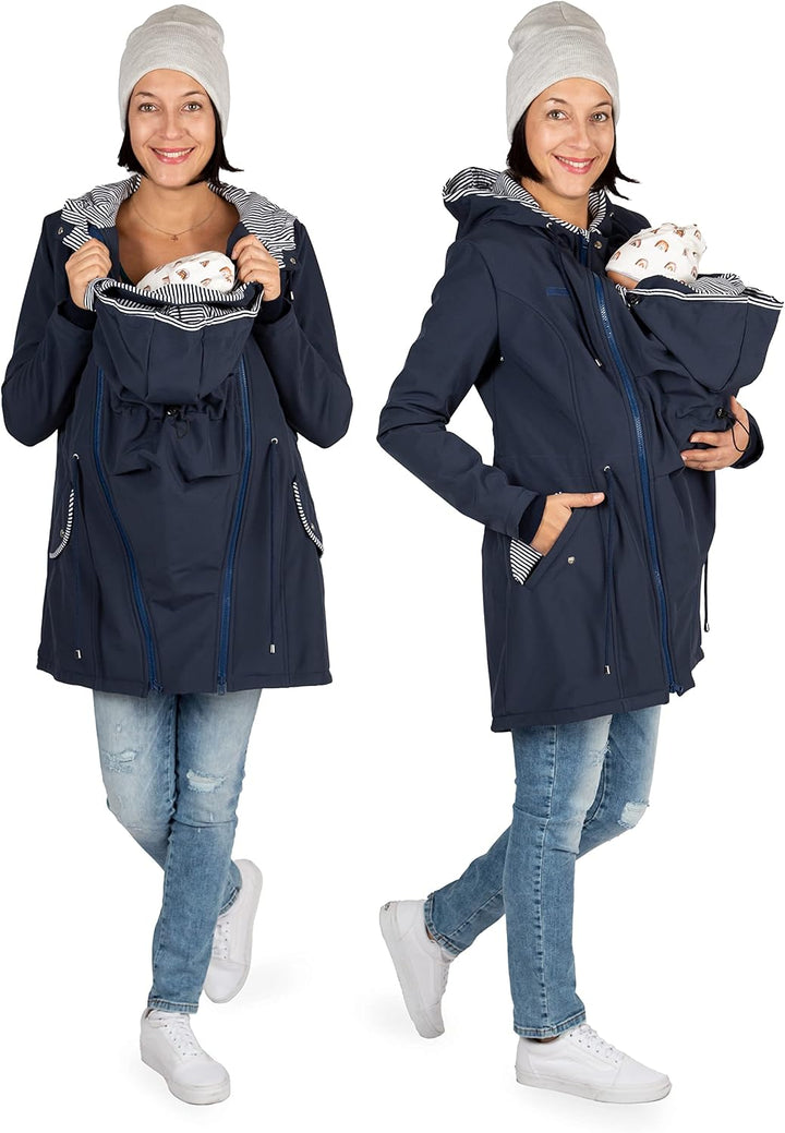 Viva la Mama 4in1 Trageparka für Tragen auf dem Rücken oder der Brust, Allwetter Softshell - PINA M