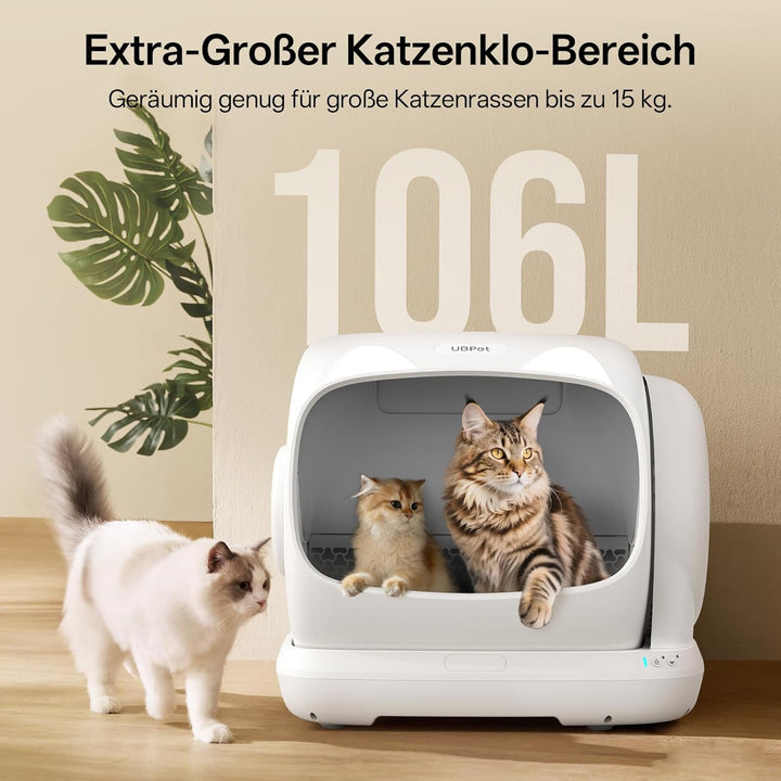 UBPET XXXL Katzenklo Selbstreinigend,106L-Selbstreinigende Katzentoilette mit APP-Steuerung,Desodori