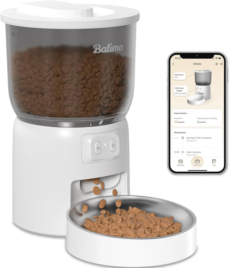 Balimo Futterautomat Katze | 3L Automatischer Futterspender Katze 2,4 G WiFi | App Steuerung mit Ede